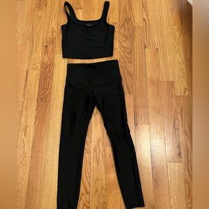 Athleta Elation shine tight black small & Shanti Shine Crop Tank black small